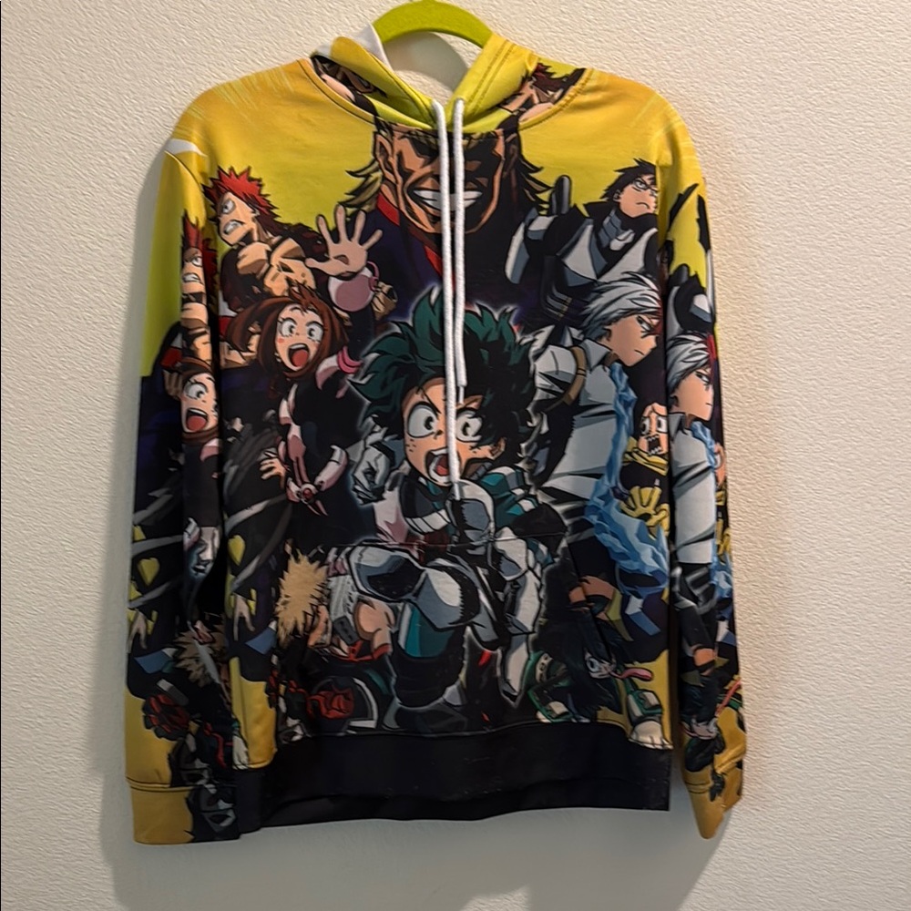 Anime Graphic Hoodie - Yellow and Black